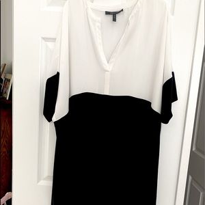 Bcbg x small silk, comfy black and white dress. Runs big.